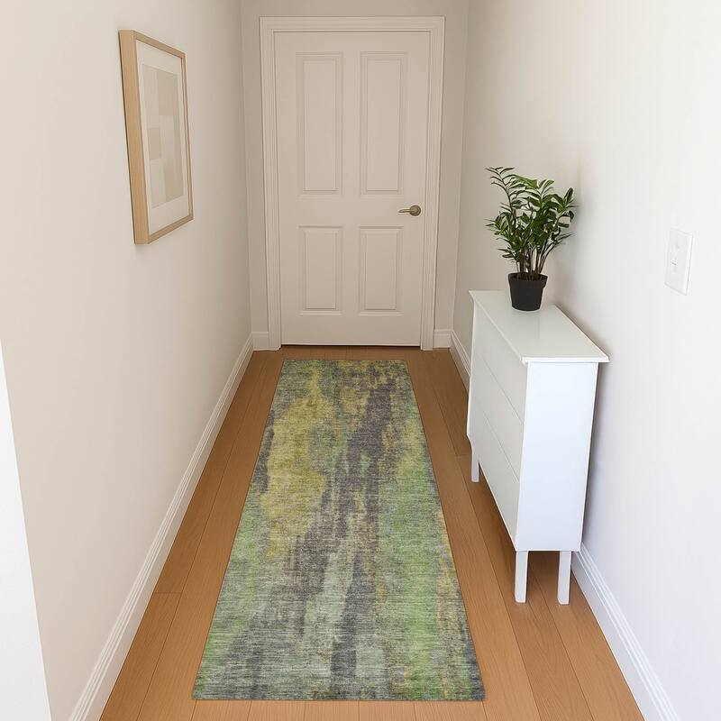 Premium Washable Super Soft Abstract Modern Mayfield Rug - Green - 2'3" x 7'6"