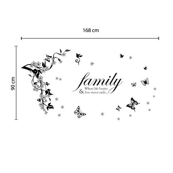 Shop Walplus Wall Sticker Decal Wall Art Butterfly Vine With Family Quote Overstock 32007153