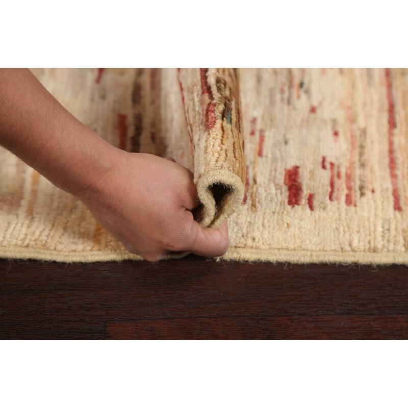 Striped Contemporary Gabbeh Kashkoli Wool Area Rug Hand-knotted Carpet - 2'4" x 4'0"