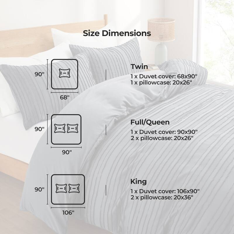 Polyester Clipped Geometric Stripe Duvet Cover & Pillowcase Set