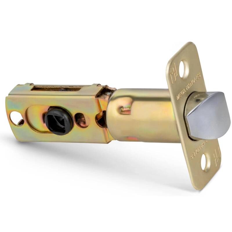 Mega Handles 2-Way Adjustable Door Latch | Universal Half Moon Spindles | For Hidden & Interior Door Lock Systems - Round Privacy/Passage - Satin Brass