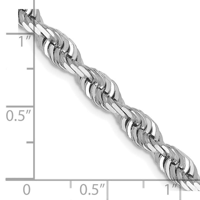 Curata 14k White Gold 7" or 8" 5.0mm Sparkle Cut Quadruple Rope Chain Bracelet