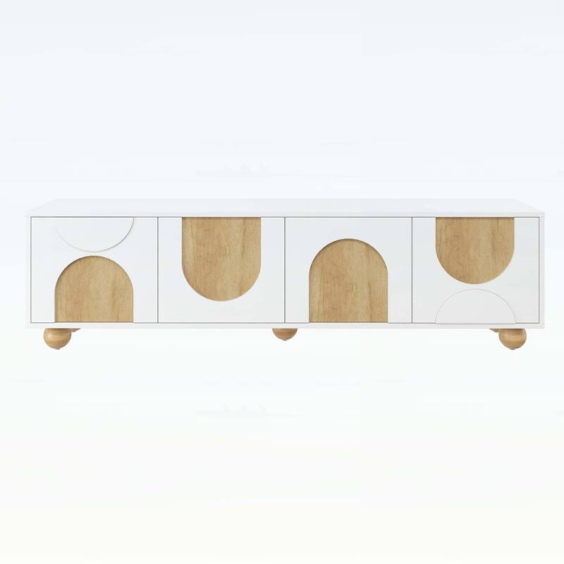 Farmhouse TV Stand with Cable Holes for TVs up to 75