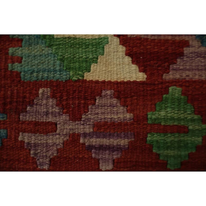 Hand Woven Oriental 100% Wool Carpet Southwestern Tribal Multi-Colored Kilim Area Rug - 4' 0'' X 2' 11''