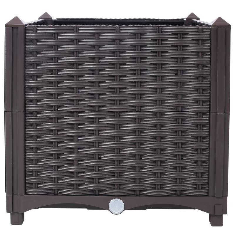 Modern Minimalist Garden Bed with Automatic Watering System 1 Drainage Hole Panel, for Vegetable Flower Herb Outdoor - 8' x 10'