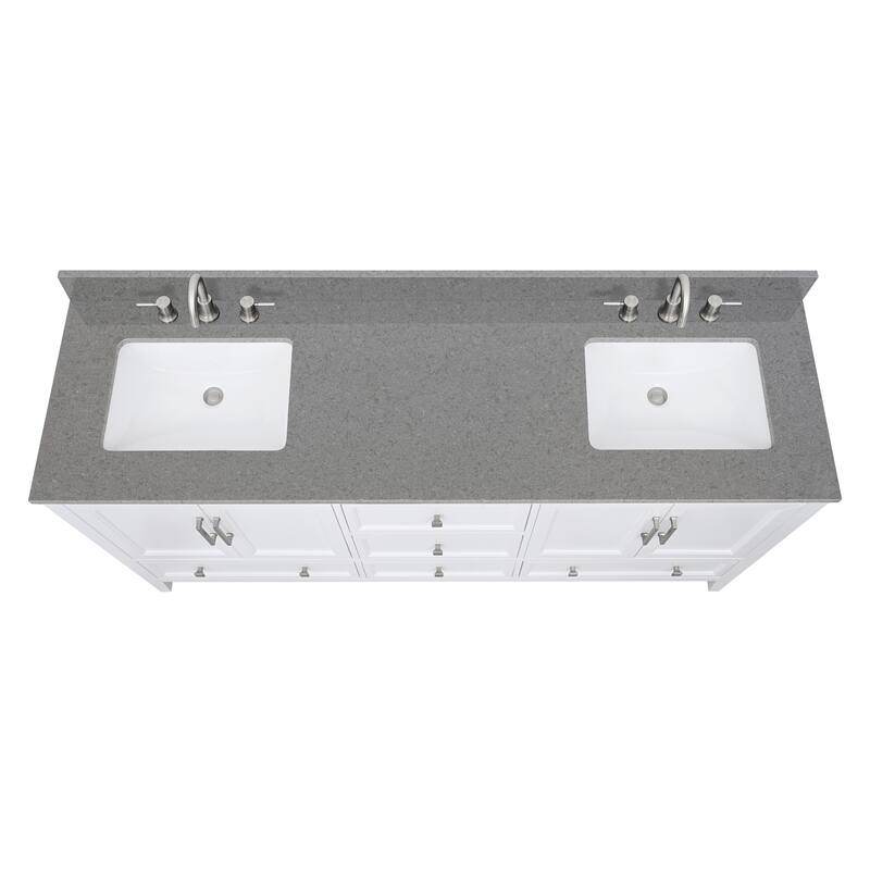 Avanity Quartz Vanity Top with Rectangular Undermount Sinks
