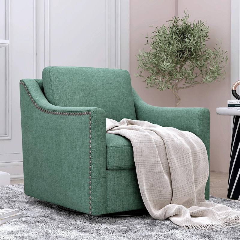 360° Swivel Armchair in Cotton Linen Fabric