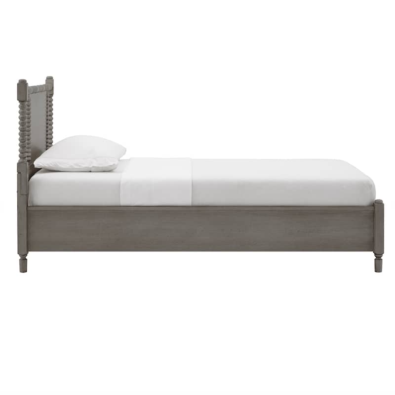 Demetria Antique Finish Beaded Wood Platform Twin Size Bed by iNSPIRE Q Classic