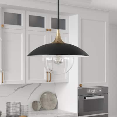 Alvia 14.5" Wide Pendant with Metal/Glass Shade - 14.5" Wide