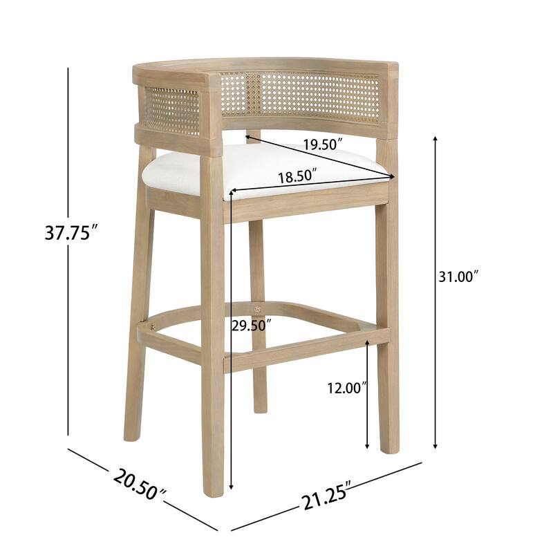 Christopher Knight Home-Glovers Wood And Rattan Upholstered Bar Stools Set of 2