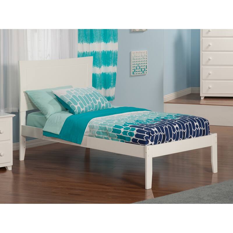 Platform Bed - Twin Size, White Finish - Modern Design, Open Footboard, Optional Storage