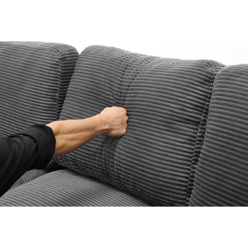 Modular Sectional Cloud Sofa with L-Shape Chaise, Corduroy Upholstered Sleeper Sofa, Compressed Sofa with Pillow