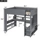 preview thumbnail 4 of 14, Dark Gray Full Size Solid Wood MDF Gaming Loft Bed with Desk, Multi-storage Shelves, LED and Charging Station