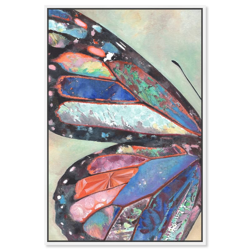 Art Remedy Butterfly Part I Framed Butterfly 1 Piece Canvas Wall Art - 17 x 25 - White