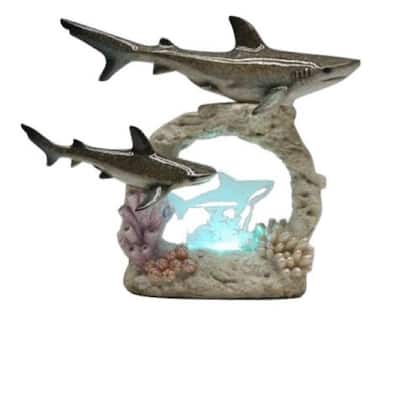 Q-Max 7"H LED Shark with Baby Statue Fantasy Decoration Figurine
