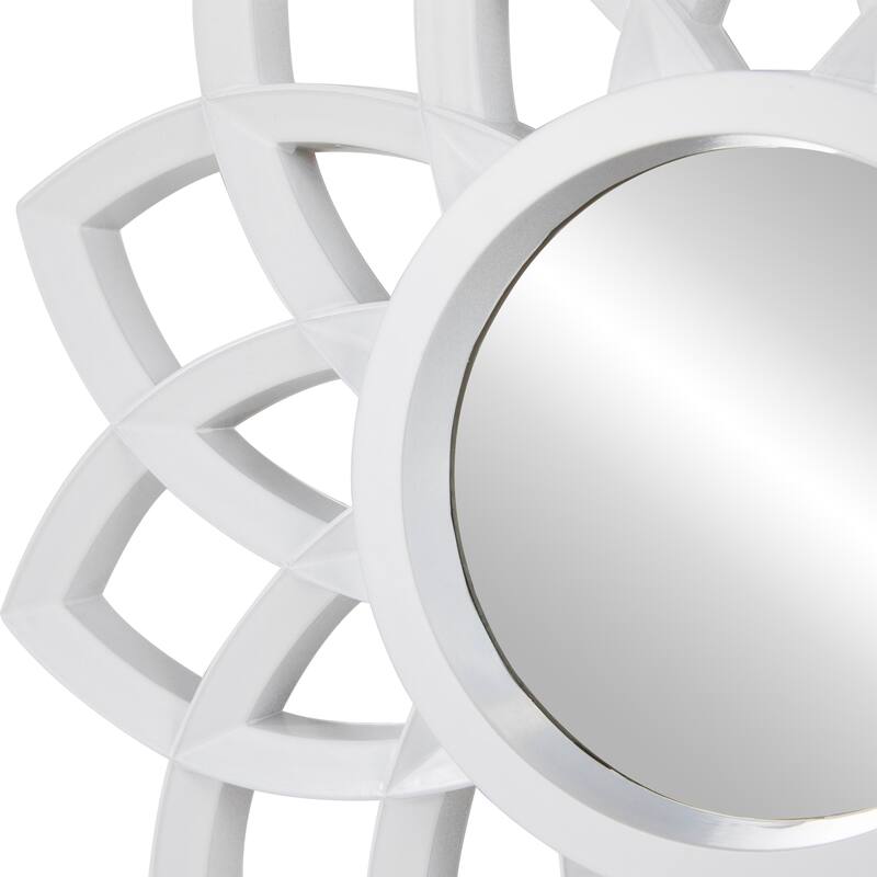 Set of 3 Arched Floral Matte White Wall Mirrors 9.5"