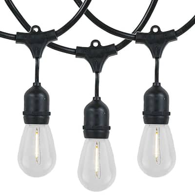 48 Foot LED Filament S14 Suspended Edison Outdoor Market Patio String Lights - Suspended Socket