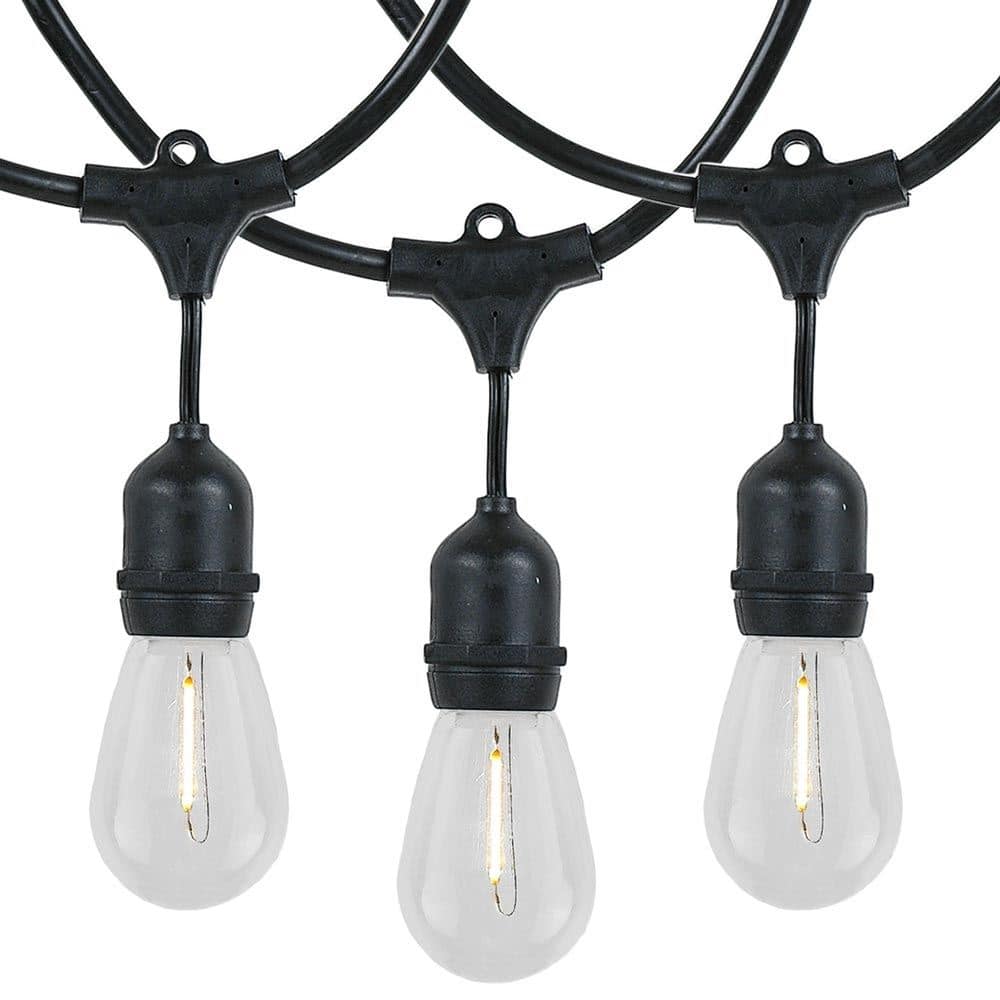 48 Foot LED Filament S14 Suspended Edison Outdoor Market Patio String Lights - Suspended Socket