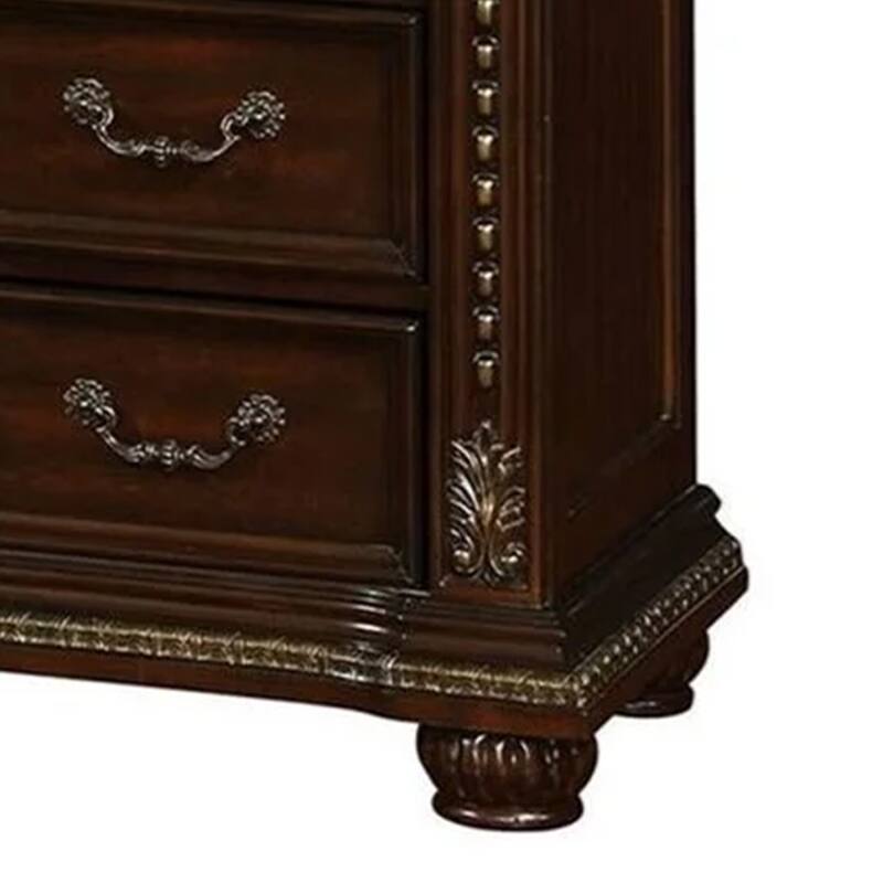 Kera Classic Dresser, 69 Inch, 12 Drawers, Sculpted Cherry Brown Wood