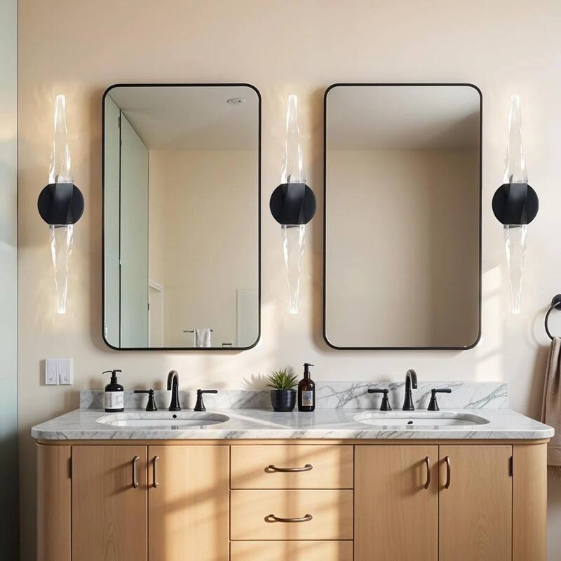 KAYLA 20.8" Black Crystal Wall Sconce