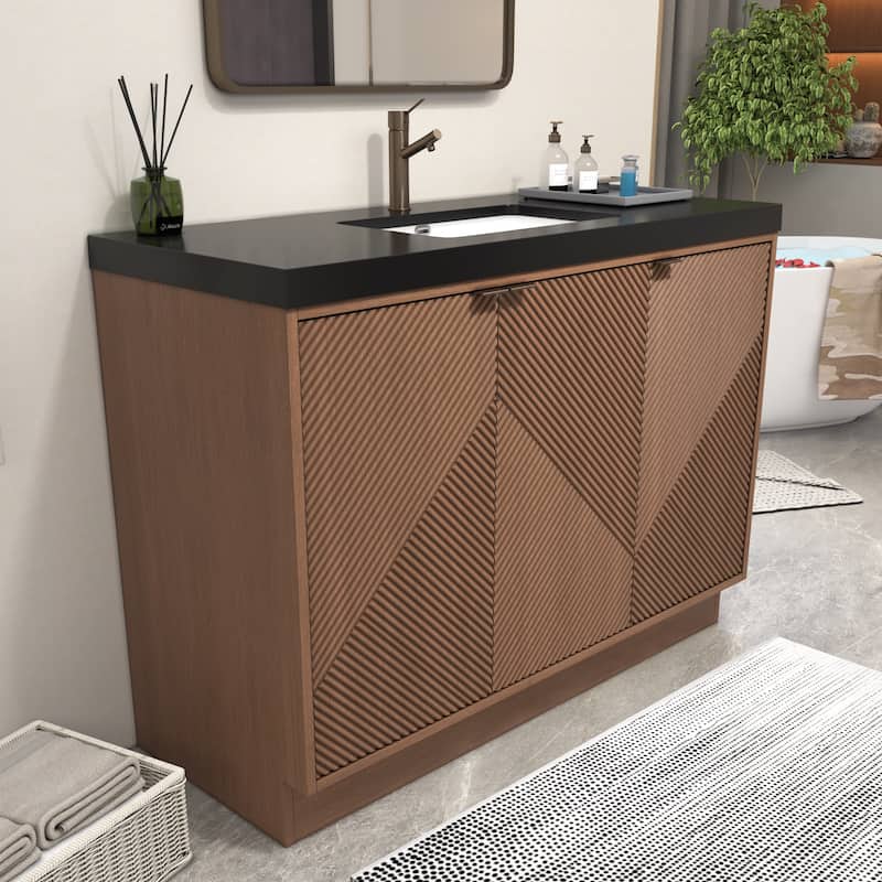 Milano 48" Freestanding Bathroom Vanity with Black Acrylic Sink