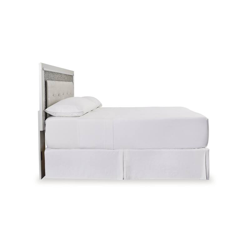 Signature Design by Ashley Zyniden Silver/Beige King Upholstered Panel Headboard