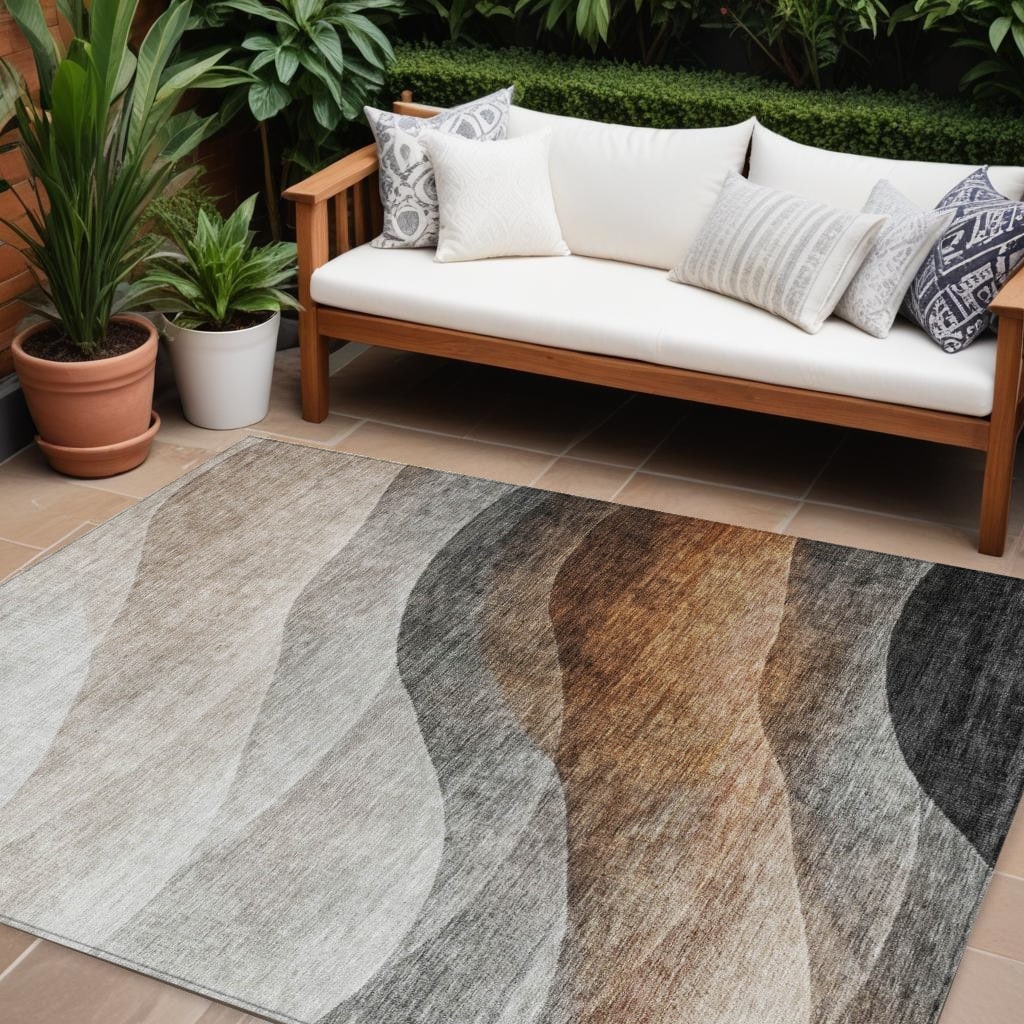 HomeRoots Abstract Transitional Rectangle Outdoor Rug