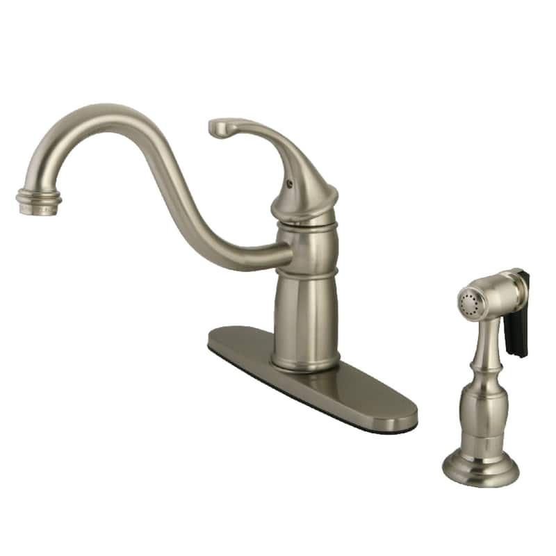 Georgian Single-Handle 8 in. Centerset Kitchen Faucet with Brass Sprayer - Brushed Nickel