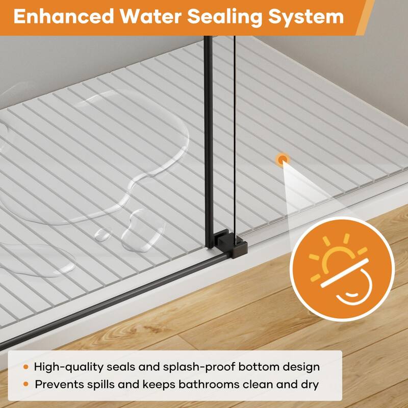 56"-60" W x 76" H Single Sliding Frameless Shower Door 8mm Thickened Upgrade Tempered Glass Stainless Steel Hardware