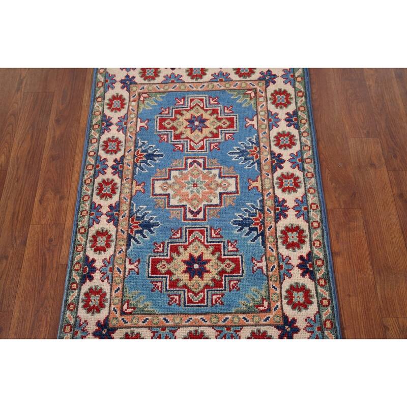 Blue Kazak Accent Rug Handmade Oriental Traditional Wool Carpet - 2'0" x 3'0"