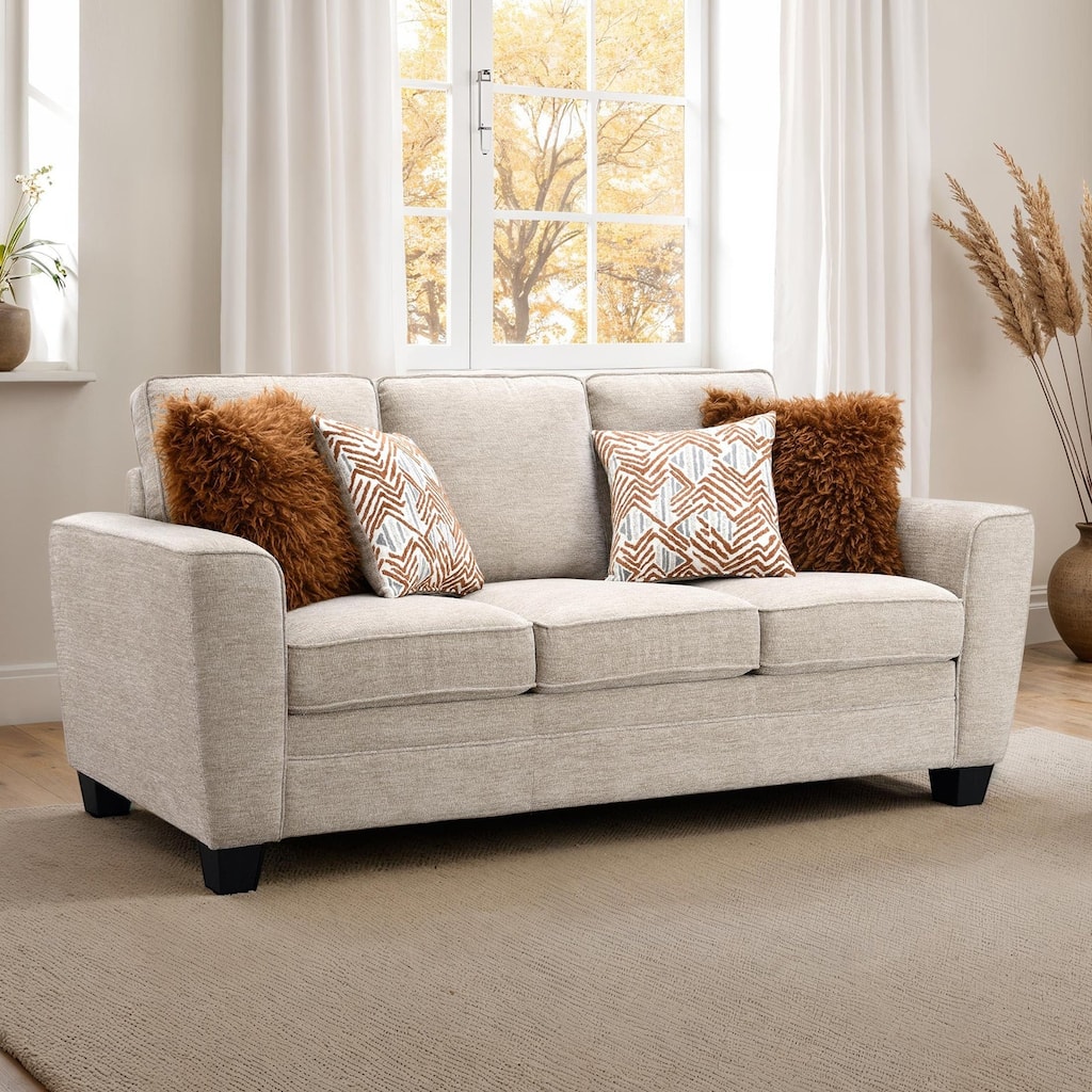 Classic Taupe Finish 1pc Sofa with Pillows
