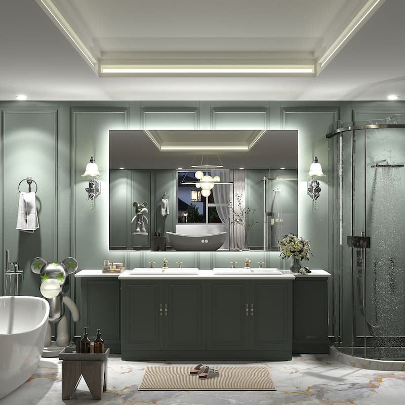 Frameless Anti-Fog 3 Colors Dimmable LED Backlit Wall Bathroom Vanity Mirror