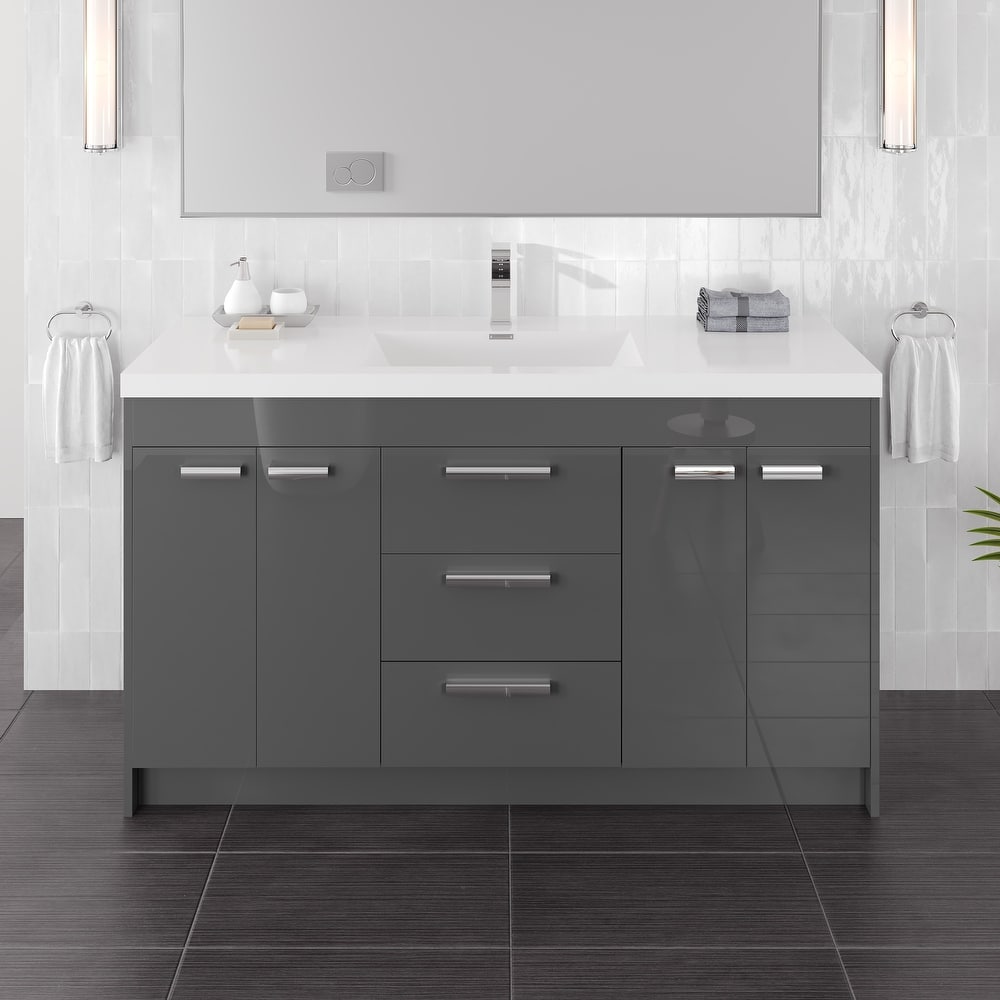 Eviva Lugano 60"W SS Bath Vanity with Acrylic Top and Integrated Sink