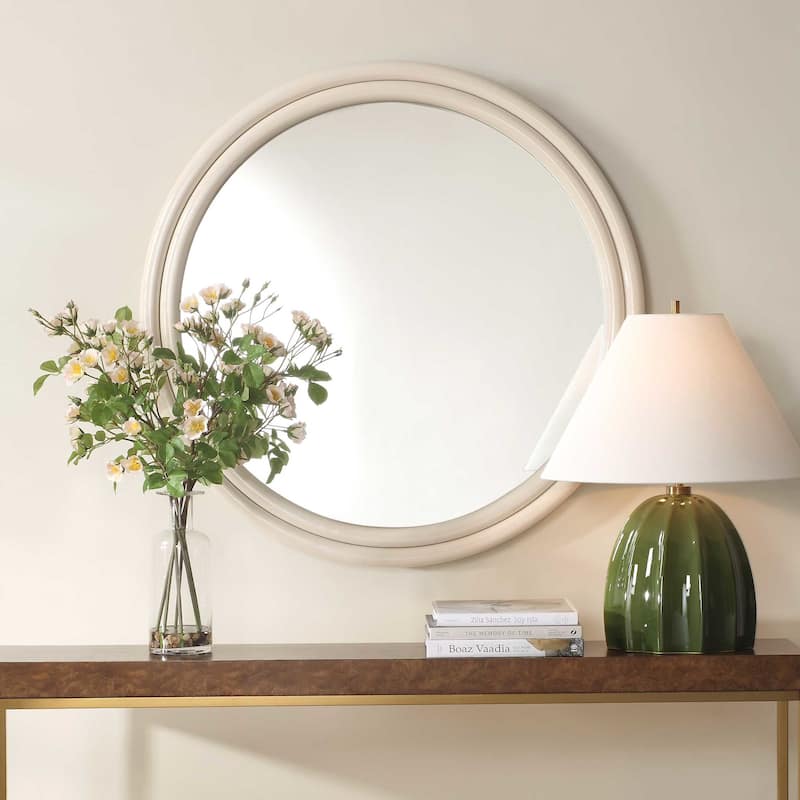 Uttermost 08262 Florian 38-1/2" Diameter Circular Flat Iron Framed - Gloss Warm White