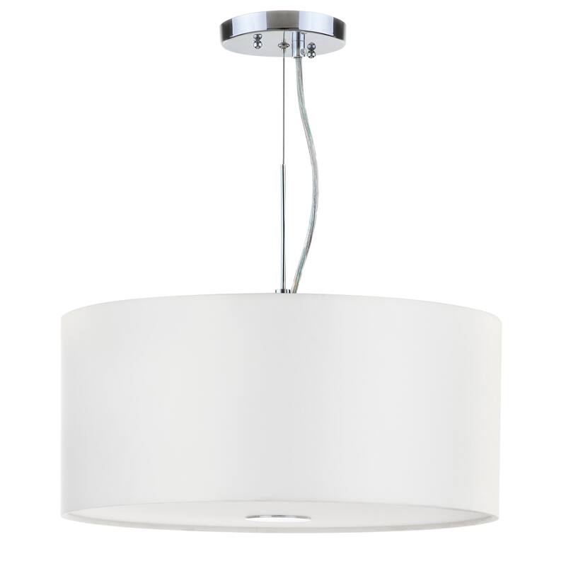 SAFAVIEH Lighting Aslog Adjustable 3-Light Chrome Pendant - 15.75"x15.75"x14.25 - 80.25" - Chrome/Cream - 16Wx16Dx80H