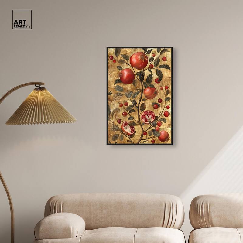 Golden Pomegranate Canvas by Art Remedy