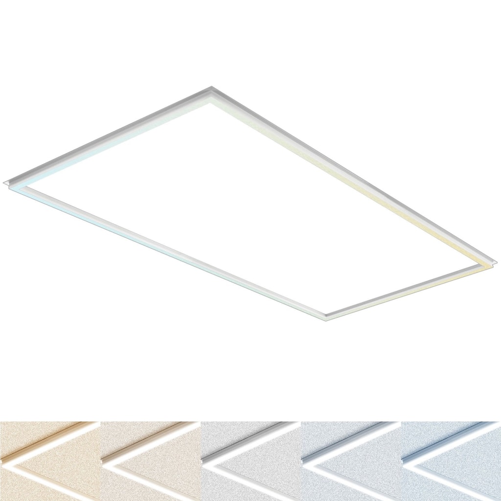 Luxrite 2x4 FT Edge-Lit Frame LED Panel Lights, 5CCT 3000K-6500K, 5200/6500/7800LM, 0-10V Dimmable, Damp Rated, ETL