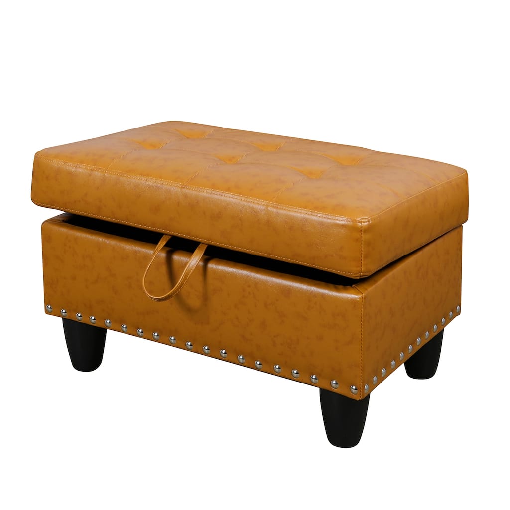 28.5'' Ginger Faux Leather Storage Ottoman