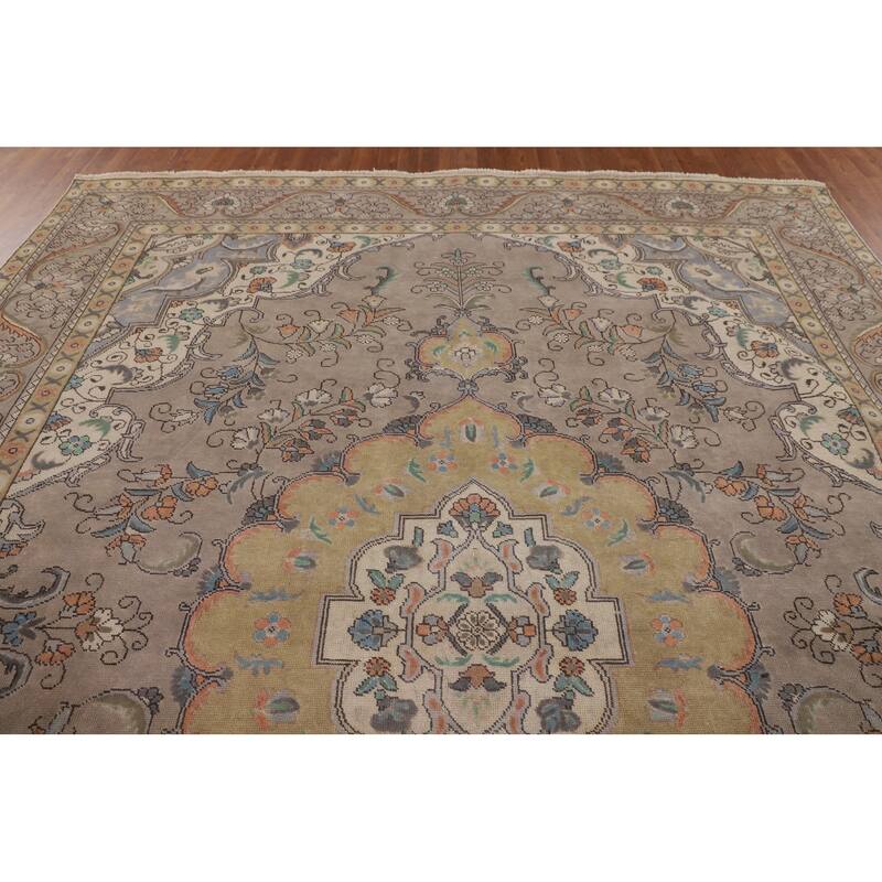 Over-Dyed Tabriz Persian Vintage Area Rug Hand-Knotted Wool Carpet - 9'7" x 12'3"