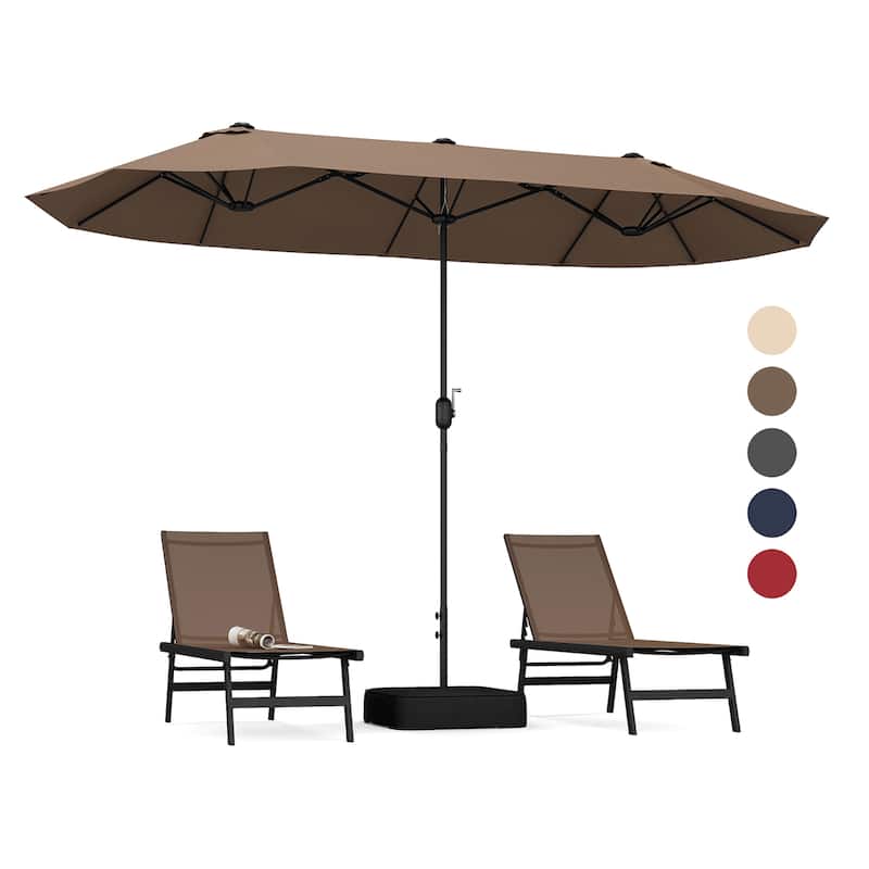 Gymax 13FT Double-sided Patio Umbrella w/ Crank Handle Umbrella Base