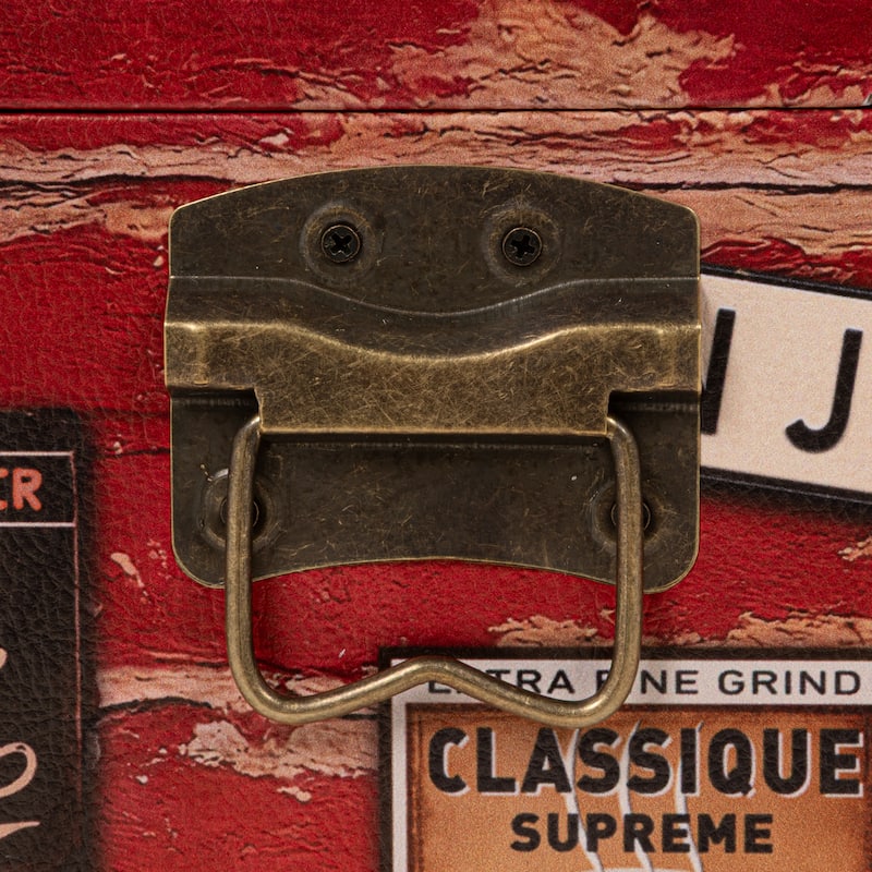 Household Essentials Decorative Trunk with Leather and Metal Accents & Hinged Lid - 11.4"L x 18.5"W x 11.4"H