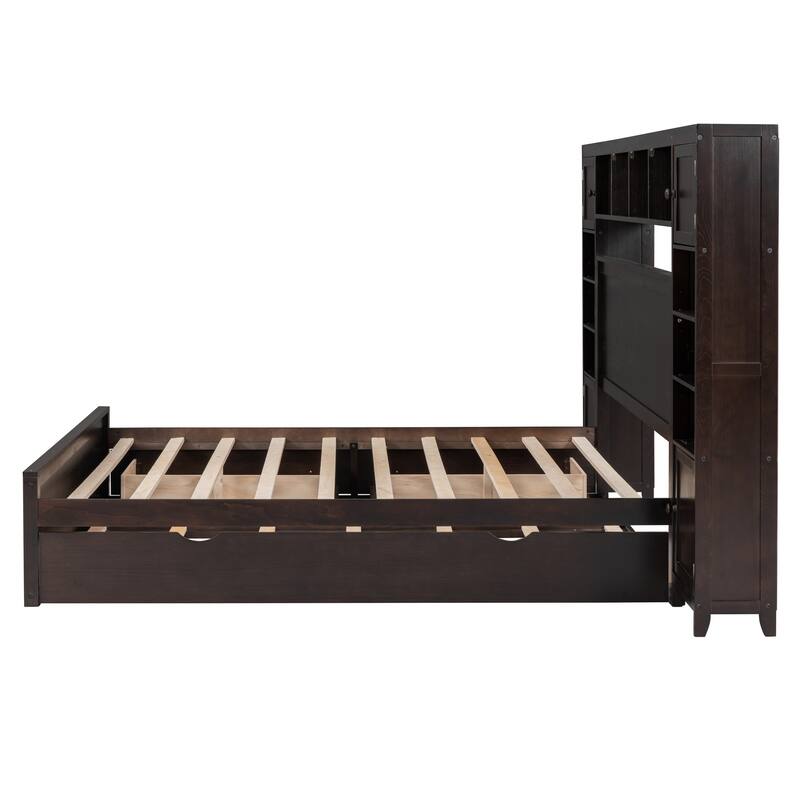 Wooden Bed With All-in-One Cabinet