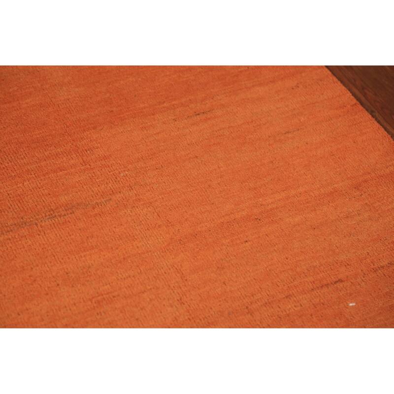 Orange Gabbeh Oriental Runner Rug Handmade Wool Carpet - 3'3" x 6'6"