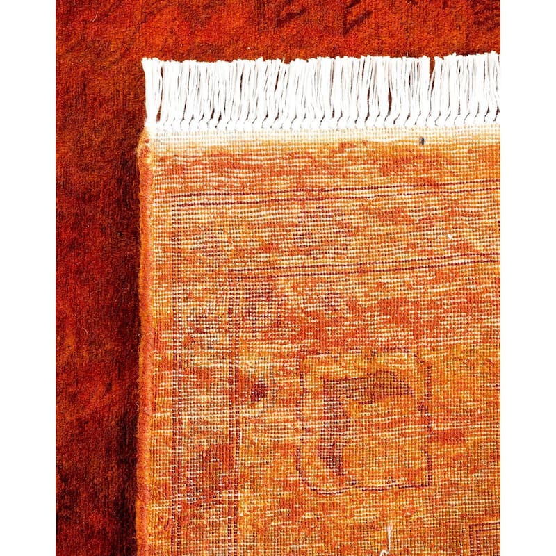 Overton Hand Knotted Wool Vintage Inspired Modern Contemporary Overdyed Orange Area Rug - 4' 2" x 6' 3"