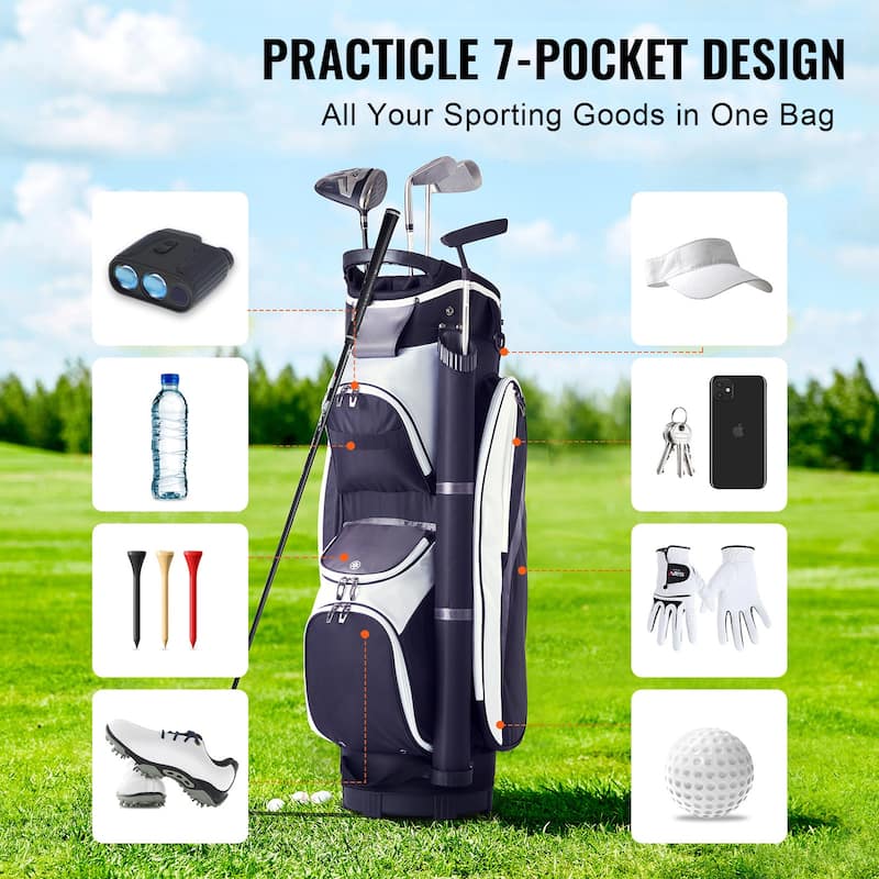 Golf Cart Bag with 14 Way Organizer Divider Top, Durable Golf Bags with Handles & Dust Cover & Detachable Straps for Men & Women