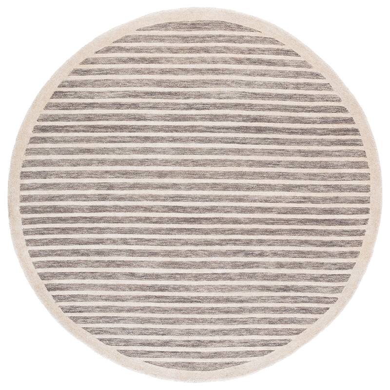 SAFAVIEH Handmade Ebony Sawako Wool Rug - Brown/Ivory - 6' Round