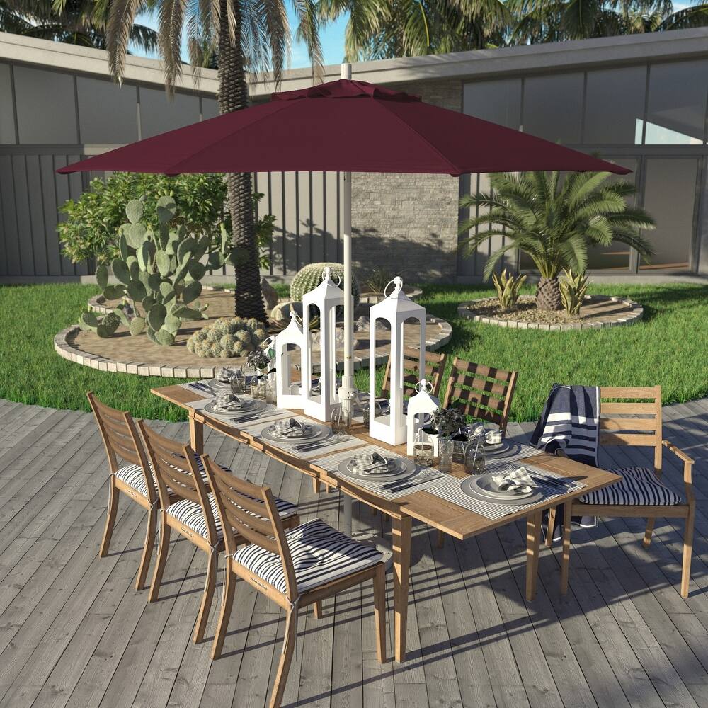 California Umbrella 9' Rd Golden State Series Patio Umbrella White Aluminum Frame Crank Lift Collar Tilt Pacifica Pacific Blue