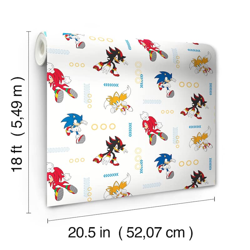 RoomMates Sonic The Hedgehog Let's Roll Peel and Stick Wallpaper