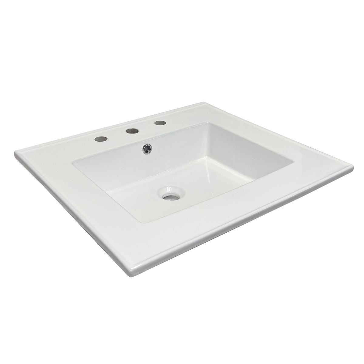 25 in. Single sink Vitreous China top with 3-faucet holes