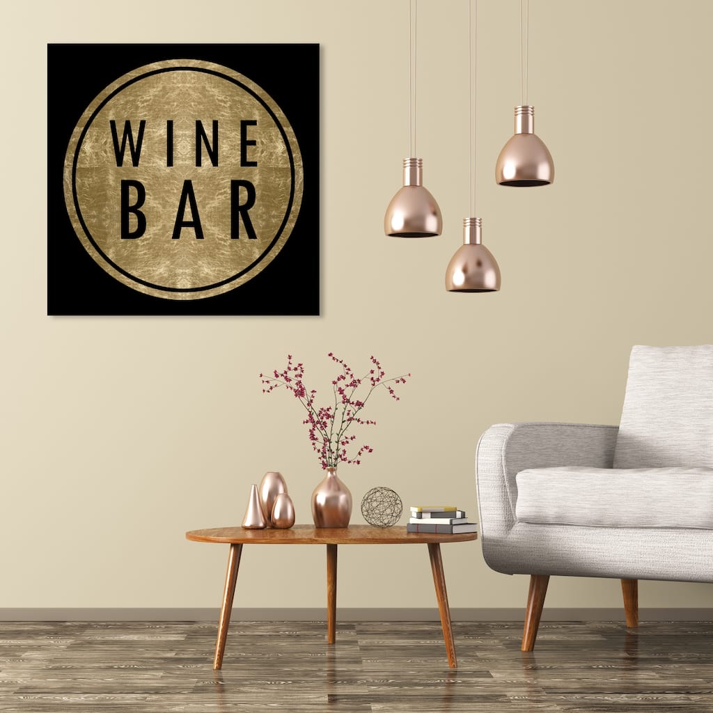 Wynwood Studio 'Vintage Winebar Gold' Drinks and Spirits Wall Art Canvas Print Wine - Gold, Black